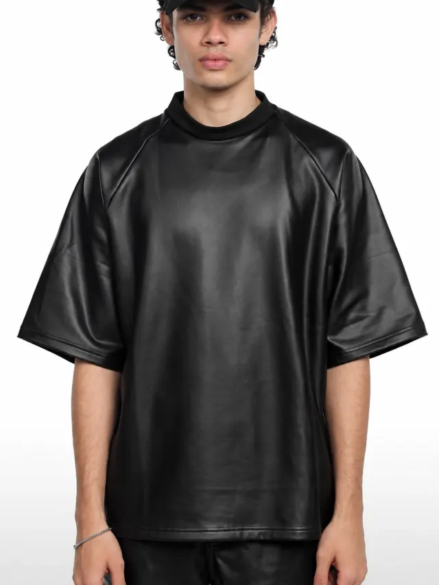 LEATHER TEE - image 3