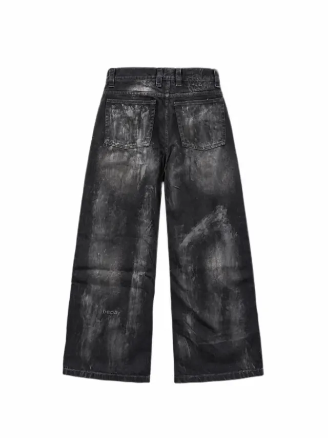 WASHED BLACK WIDE LEG DENIM - image 2