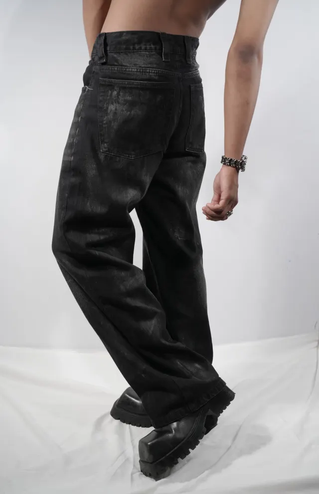 WASHED BLACK WIDE LEG DENIM - image 5