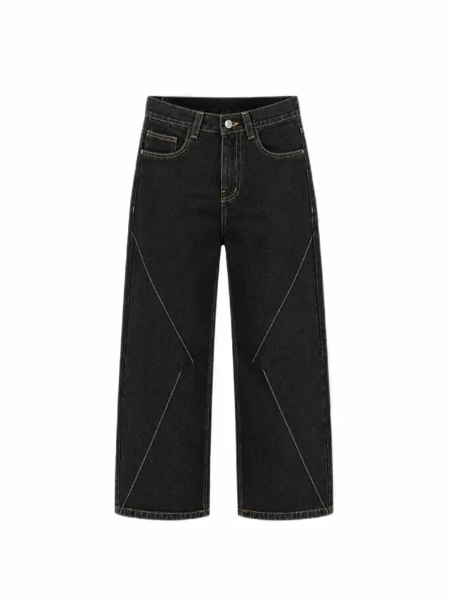 RAW WASH BLACK PANELLED DENIM by DECAY