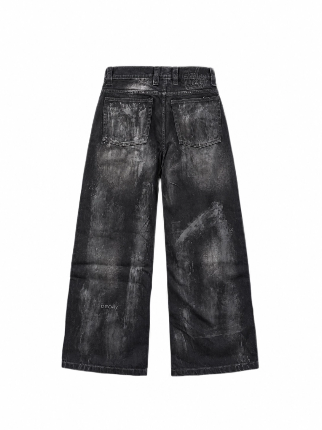 WASHED BLACK WIDE LEG DENIM