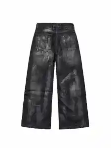 WASHED BLACK WIDE LEG DENIM