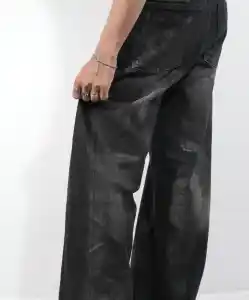 WASHED BLACK WIDE LEG DENIM
